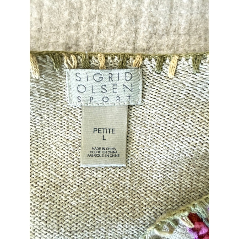 Vintage Sigrid Olsen Sport Embroidered Boho Floral Silk Cotton Cardigan Sweater - Picture 2 of 10